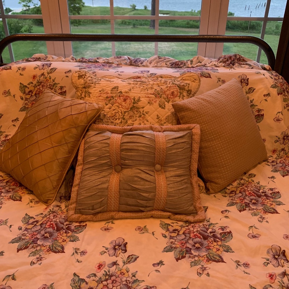 Two Tan Decorative Throw Pillows